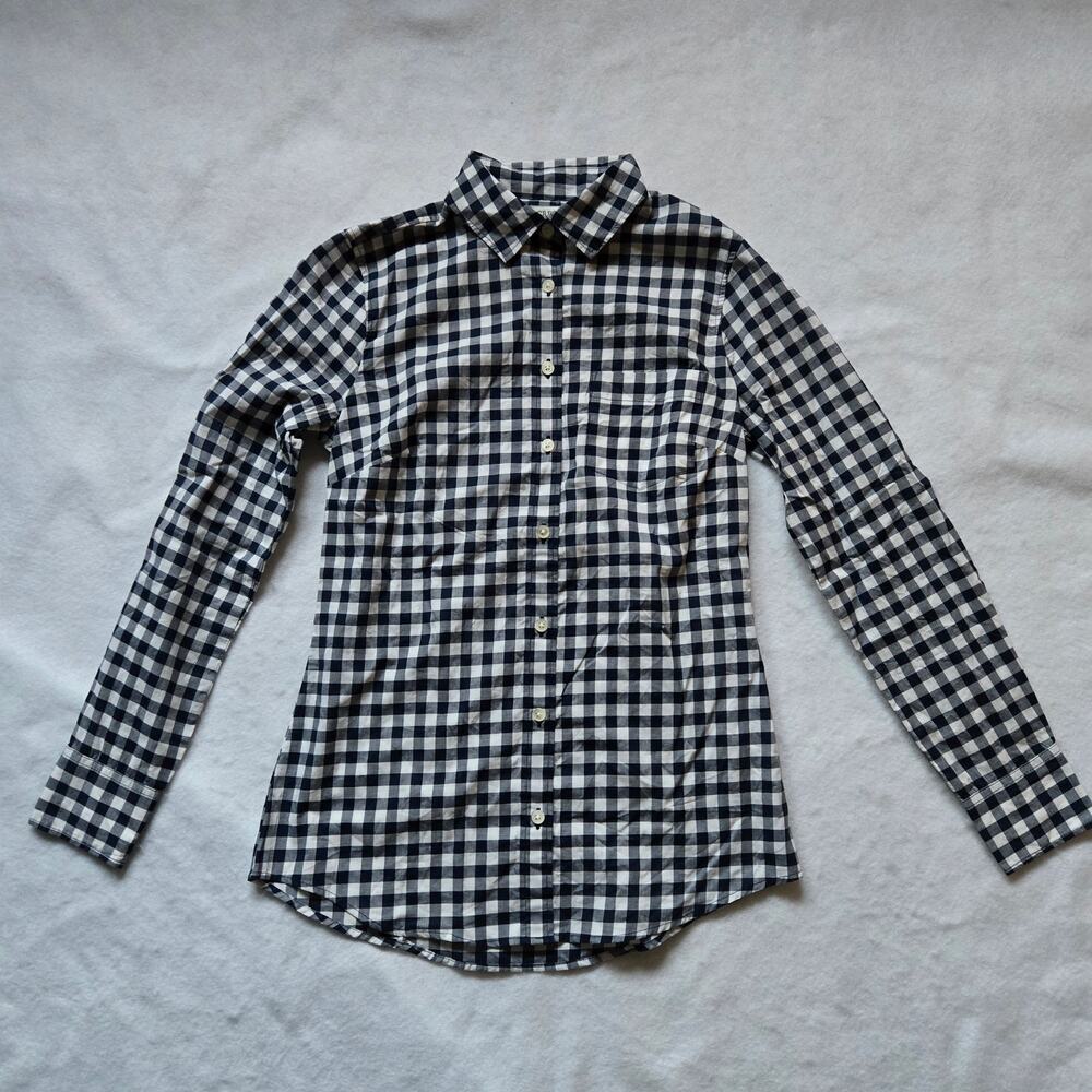 NWT J. Crew Women's Gingham Plaid Shirt, Long Sleeve Lightweight Cotton Size XXS